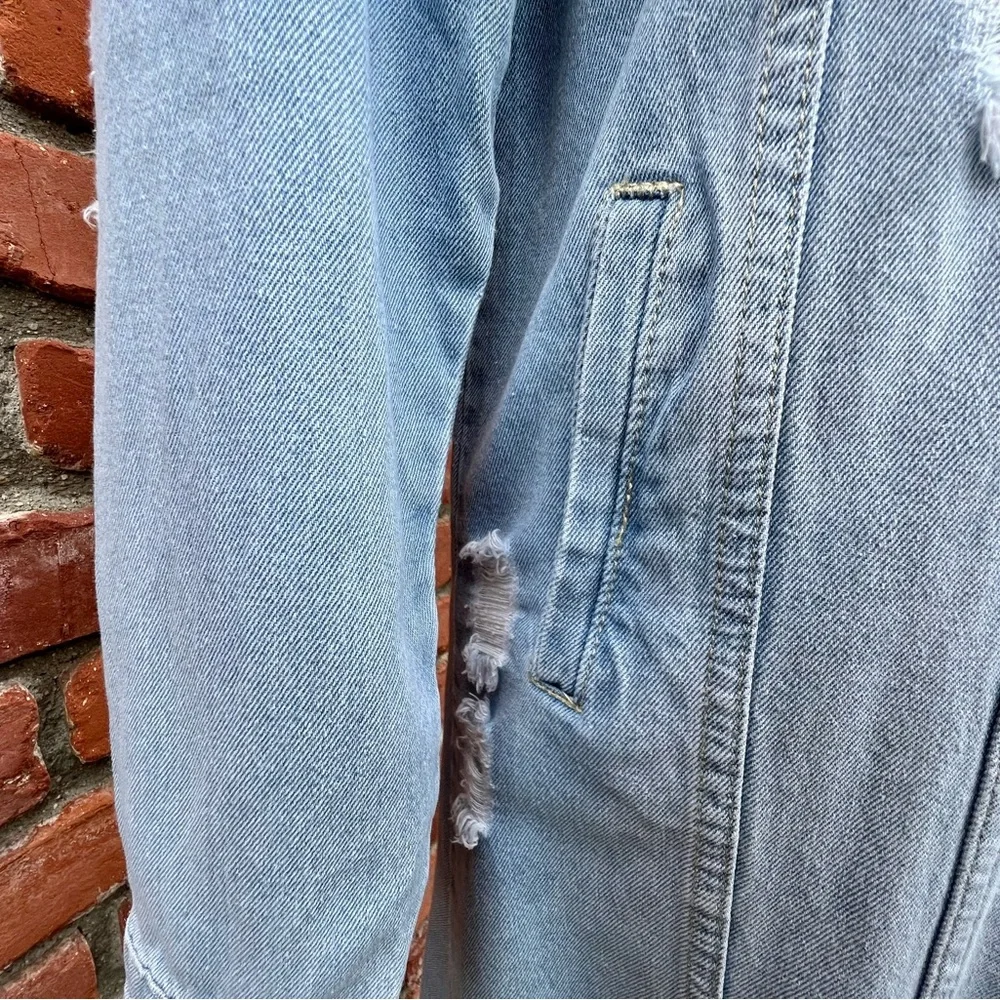 Distressed Blue Jean Long Jacket Duster Topper NWT - Picture 4 of 8